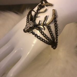 bronze and crystal deer head bracelet